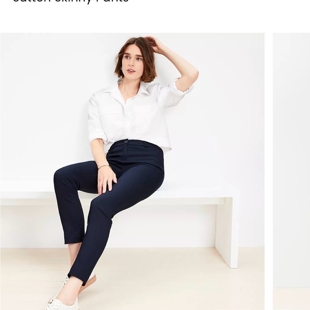 LOFT Navy Blue Sutton Skinny CURVY 8 Pants